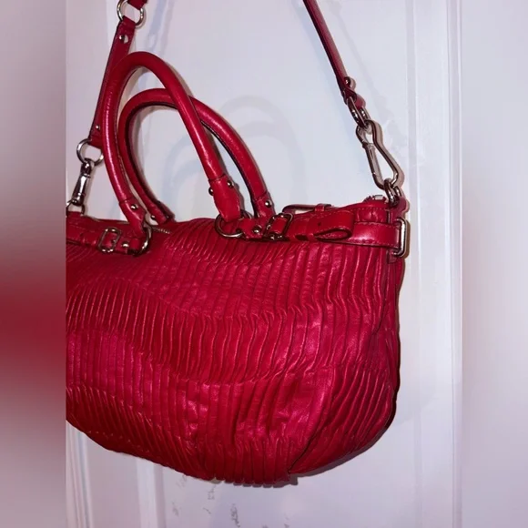 Coach Madison Gathered Leather Sophia Satchel & Shoulder Bag 18620 Red - Picture 8 of 14